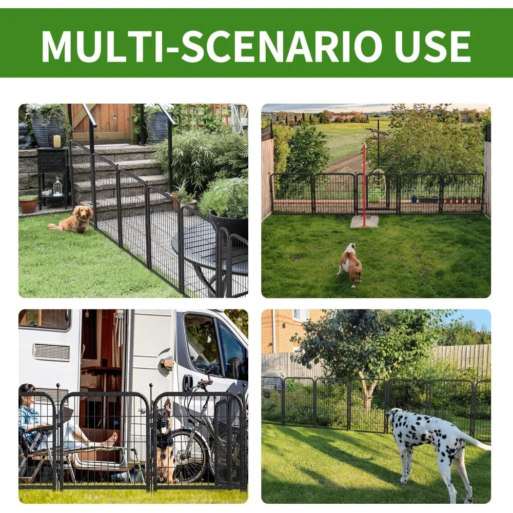 Decorative Garden Metal Fence 36ft (L)×40in (H) with 14 Panels 2 Gate Outdoor, No Dig Rustproof Wire, Animal, Customized