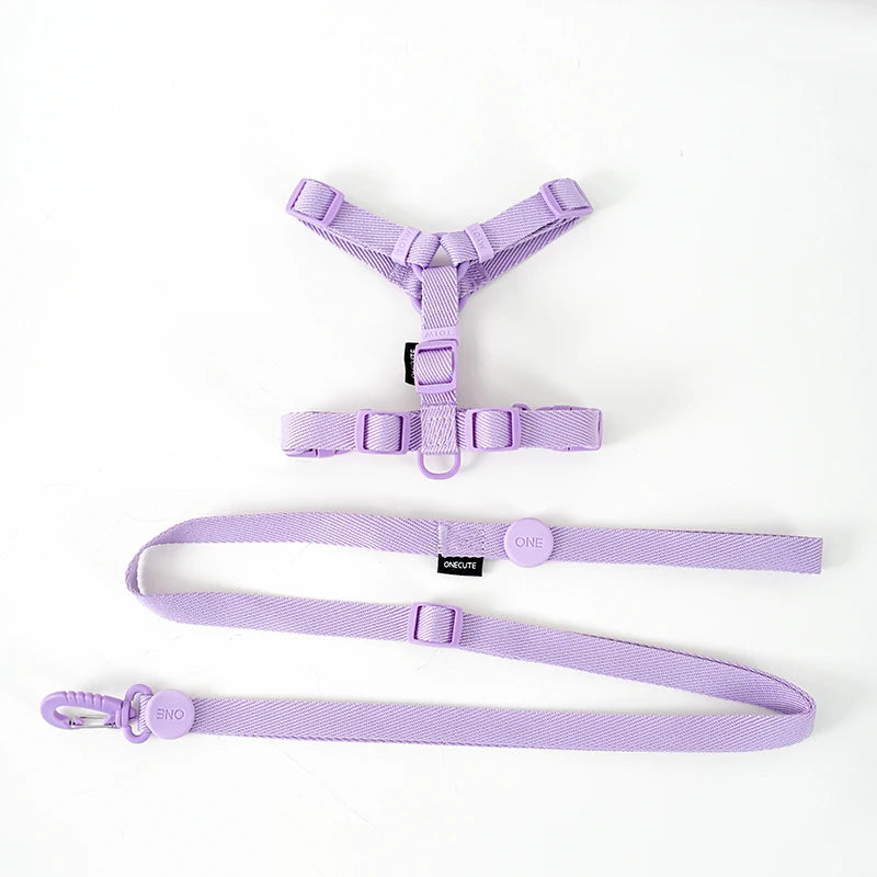Adjustable Dog Harness Collar Leash Set Macarone Color, Reflective Small Dog Accessories for Puppy & Cat Supplies, Pet Walking