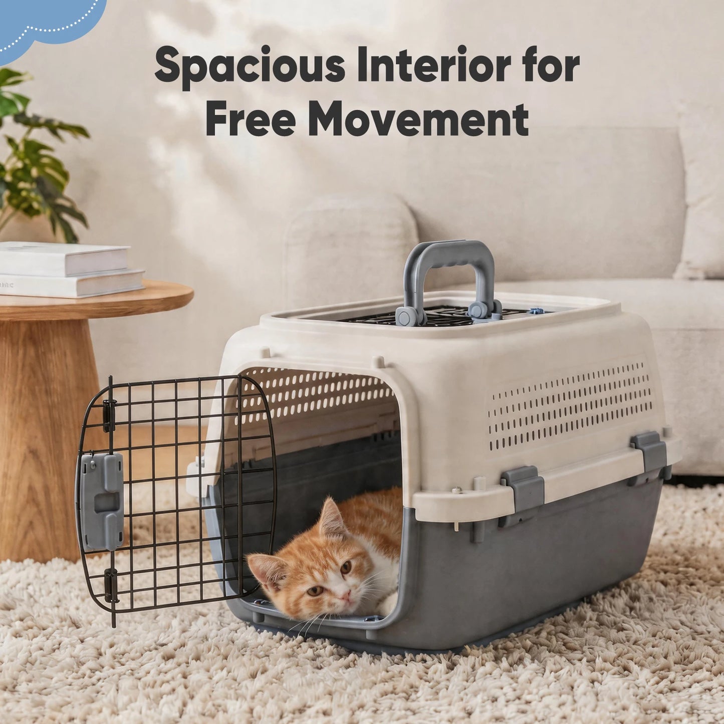 23Inch Pet Carrier for Small Dogs Cats  Front Top Load Wire Door Food Bowl Travel Crate with Enhanced Security Latchesfor